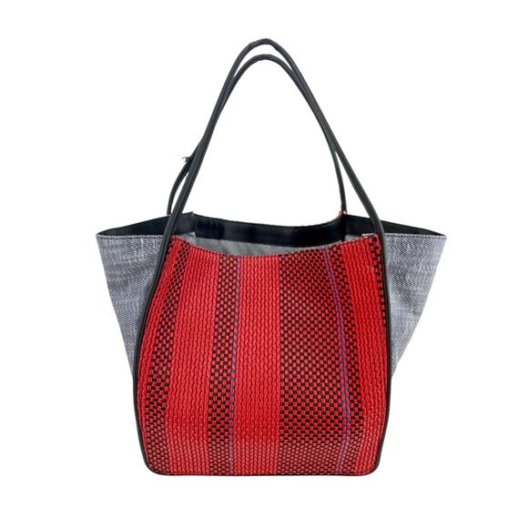 PROENZA SCHOULER XL Mixed Woven Tote Bag Red/Blue - Picture 5 of 13